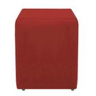 Puff Banquinho Quadrado Decorativo Suede Vermelho Puff Dado