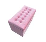 Puff baú em suede 68 cm - rosa claro - 100% mdf - NEGROMONTE STORE