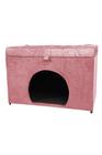 Puff baú pet casa p/ cachorros e gatos em suede - rosa claro