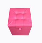 Puff baú quadrado - 1 lugar - 36x36cm - rosa pink - material sintetico