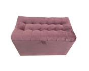 Puff baú retangular decorativo 68 cm - rose - 100% mdf