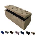 Puff Baú solteiro pé de cama suede decorativo organizador para quarto e sala