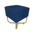 Puff Bela Suede Azul Marinho Base  Dourado - Vallisa Decor