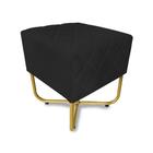 Puff Bela Suede Preto Base Dourado - Vallisa Decor