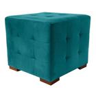 Puff Cuba Decorativo Suede Azul D'Rost