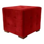 Puff Cuba Decorativo Suede Vermelho D'Rost