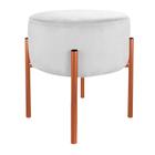 Puff de Luxo Suede Branco Base Metálica Cobre - Vallisa Decor