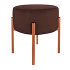 Puff de Luxo Suede Marrom Base Metálica Cobre - Vallisa Decor