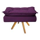 Puff Decorativo Apolo Base Giratória de Madeira Sala de Estar Quarto Suede Roxo