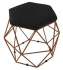 Puff Decorativo Aramado Bronze - Hexagonal Suede Preto