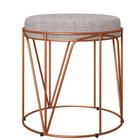 Puff Decorativo Aramado Bronze Zaya L02 Linho Cinza - Lyam Decor