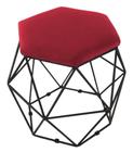 Puff Decorativo Aramado Preto - Hexagonal Suede Vermelho