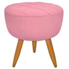 Puff Decorativo Banqueta Maitê Redondo Suede Rosa - Maitê Moda Casa