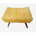 Puff Decorativo Banqueta Retangular Pés de Madeira Palito Suede Amarelo - JBF Poltronas