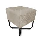 Puff Decorativo Bela Suede Bege Base Metal Preta - Vallisa Decor