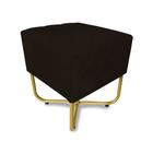 Puff Decorativo Bela Suede Marrom Base Metal Dourado - Vallisa Decor