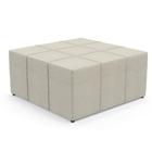 Puff Decorativo Para Sala de Estar Quadrado Milano 90x90cm W01 Linho Champagne - Lyam Decor