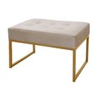 Puff Decorativo Para Sala e Quarto Paris Veludo Bege Base Dourado Speciale Home