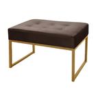 Puff Decorativo Para Sala e Quarto Paris Veludo Marrom Base Dourado Shop das Cabeceiras