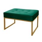 Puff Decorativo Para Sala e Quarto Paris Veludo Verde Base Dourado Star Confort