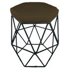 Puff decorativo para sala hexagonal aramado base preta suede marrom - clique e decore - CLIQUE & DECORE