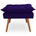 Puff Decorativo Quadrado Opala Pés Palito Tecido Suede Azul Marinho Kimi Decor