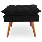 Puff Decorativo Quadrado Opala Pés Palito Tecido Suede Preto Kimi Decor