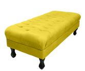 Puff Decorativo Retrô Luis Xv Capitonê 1 Metro Suede Amarelo - DL DECOR - Doce Lar Decorações