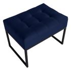 Puff Decorativo Sala de Estar Agnes 60x44cm com Base de Ferro Veludo Azul Marinho - Desk Design