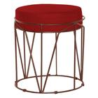 Puff Decorativo Sala de Estar Base Bronze Chloe Veludo Vermelho G41 - Gran Belo