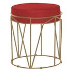 Puff Decorativo Sala de Estar Base Gold Chloe Suede Vermelho G41 - Gran Belo