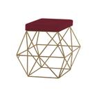 Puff Decorativo Sala de Estar Base Gold Trixie Suede Bordô G41 - Gran Belo