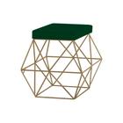 Puff Decorativo Sala de Estar Base Gold Trixie Suede Verde G41 - Gran Belo