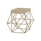 Puff Decorativo Sala de Estar Base Gold Trixie Veludo Bege G41 - Gran Belo