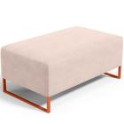 Puff Decorativo Sala De Estar Cléo 90cm Base De Ferro Cobre W01 Suede Bege - Lyam Decor