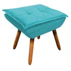 Puff Decorativo Sala de Estar Pés Palito Opla Suede Azul Tiffany- Ibiza