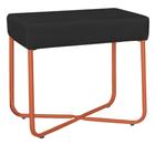 Puff Decorativo Unna Base Bronze Veludo Preto - Montanaris Decor - MD MONTANARIS DECOR