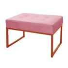 Puff Decorativos Para Sala e Quarto Paris Suede Rose Base Bronze Speciale Home