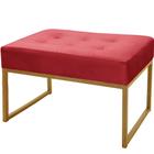 Puff Decorativos Sala Quarto Paris Veludo Vermelho Base Dourado Speciale Home