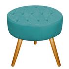 Puff Fernanda Palito Mel Sala Decor Quarto Recepção Suede Azul Turquesa