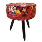Puff Infantil Banqueta Redondo Para Sala Quarto Minnie Vermelho Pé Escuro Netcor