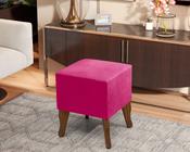 Puff Luxo Pés de madeira - Cor: Pink - Lojas GB Móveis