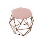 Puff Para Sala Decorativo Aramado Onix Hexagonal Base Bronze Veludo Rose