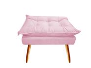 Puff Puf Banqueta Decorativa Opala Retangular Suede Rosa Bebê Pés Madeira Mz Decor - Mazzero Decor