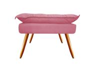 Puff Puf Banqueta Decorativa Opala Retangular Suede Rosa Pés Madeira Ms Decor - Mansão Decor