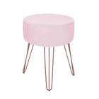 Puff Puf Banqueta Redondo Suede Rosa Pés Aramados Para Sala - Decore.Com