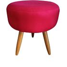 Puff Puf Decorativo Lavínia Redondo Suede Vermelho Pés Palito Madeira Ms Decor - Mansão Decor