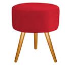 Puff Puf Para Decoração Sala De Estar Redondo Suede Vermelho