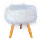 Puff Puf Redondo Banco Pelúcia Branca Pé Palito 50 Cm - Decore.Com