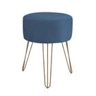 Puff Puf Suede Azul Marinho Pés De Ferro Bronze Para Sala - Decore.Com